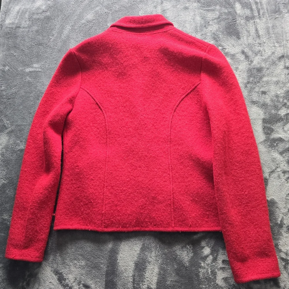 Dean Of Scotland 100% Wool Red Sweater Coat Size Medium - Picture 7 of 12